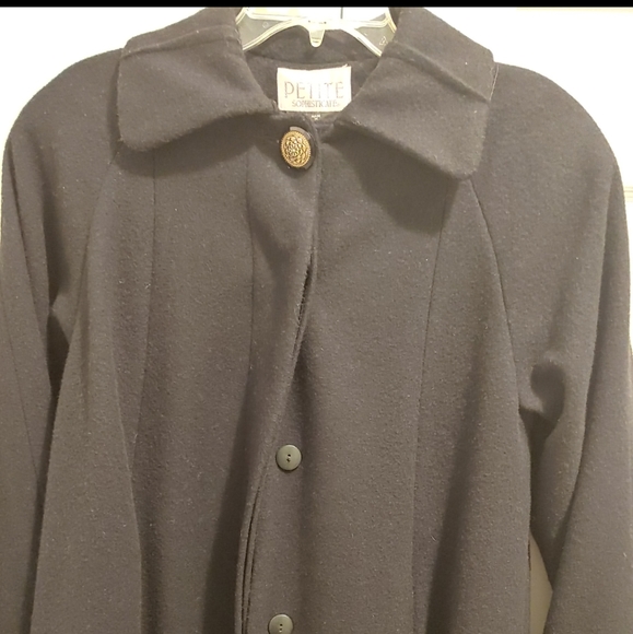 Petite Sophisticate Black Women's Double layered Trench Coat - Picture 3 of 8